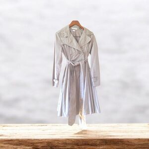 Double Zero Taupe Belted Trench Coat Long Sleeves Midi Length Size 12